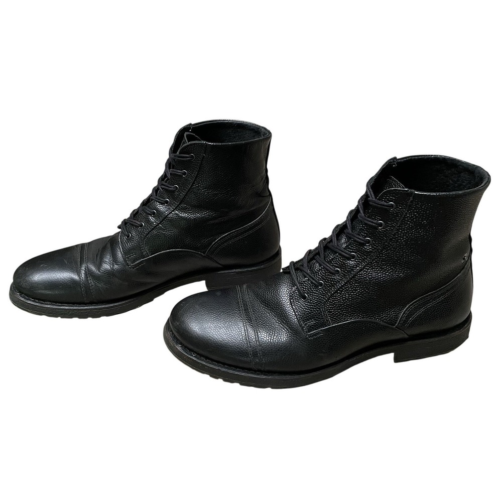 Y2K Diesel Service Boots Men's 9/42 *Portugal Black Pebble Leather Lace Up RARE